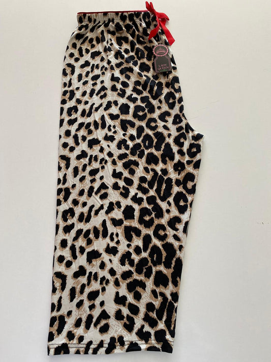 Laydi Queen 6021 Likralı Ring Viskon Battal Kapri - Leopar Desenli