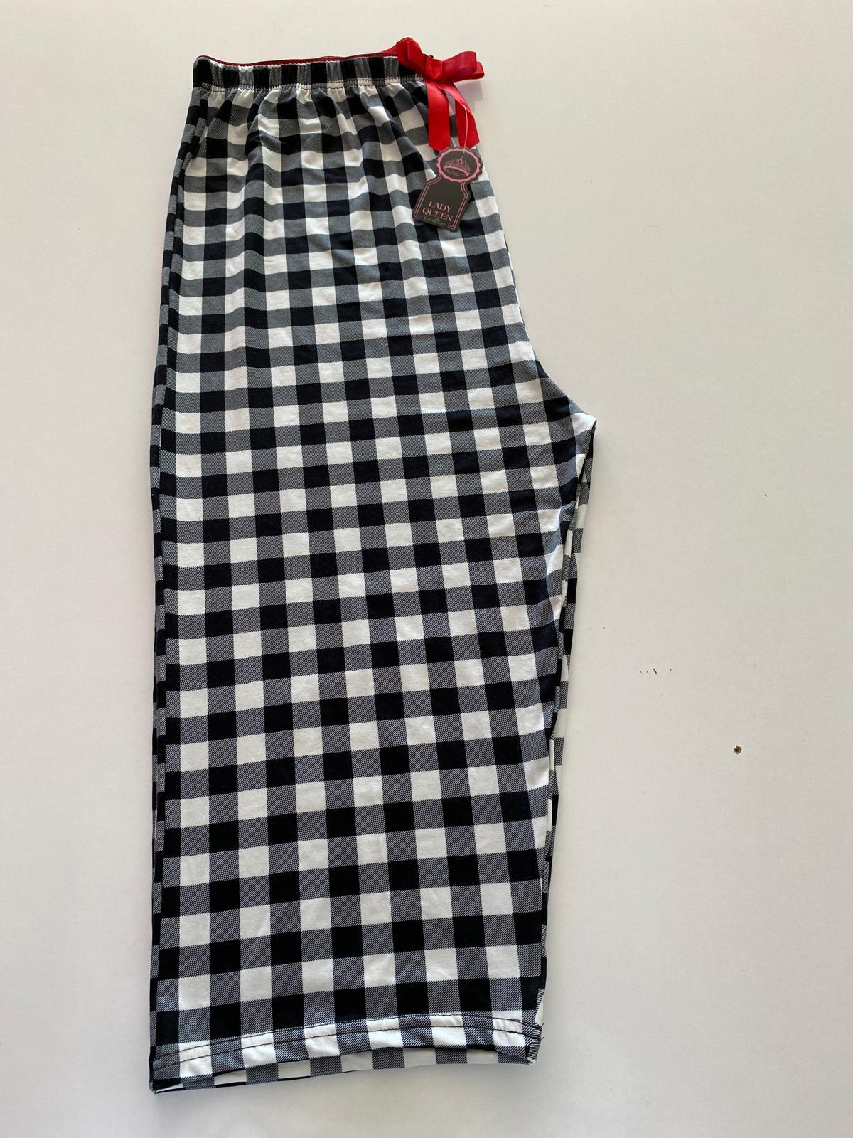 Lady Queen 6021 Likralı Ring Viskon Battal Kapri – Siyah Beyaz Kareli